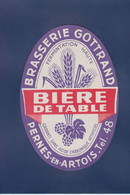 étiquette Bière Beer Bier Brasserie Publicité Publicitaire Réclame Gottrand Pernes En Artois - Advertising