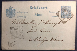 INDES NEERLANDAISES 1895 ENTIER POSTAL 5c Bleu Oblitéré DE SOERBADAJA Par DJOMBANG Pour MODJO WARNO Superbe - Niederländisch-Indien