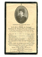 1911 Pagela Religiosa Memoria Morte RAINHA MARIA PIA. Vintage Memory Card Death Queen Savoy PORTUGAL - Todesanzeige