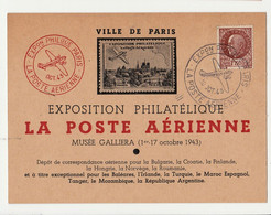 CPA Ville De Paris Exposition Philatélique La Poste Aérienne. Musée Galliera (1er-17 Octobre 1943). - 1921-1960: Modern Period