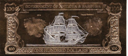 East Carribeans 100 DOLLARS 1981 (1988) UNC P-CS5h GOLD AND SILVER ANTIGUA AND BARBUDA "free Shipping Regist Air Mail" - East Carribeans