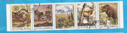 2022-ST-1G  1987 JUGOSLAVIJA JUGOSLAWIEN FAUNA WWF BRAUNBAER-MUFLON-ROTHIRSCH-FISCHOTTER USED - Gebruikt