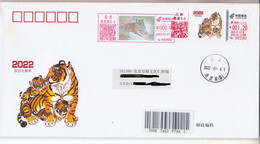 China 2022 China New Year Zodiac Of Tiger Label ATM Stamps Entired Commemorative Cover - Maximum Cards