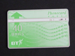 TELECARTE BRITISH TELECOM 40 UNITS - DOS NOIR - BT Emissions Générales