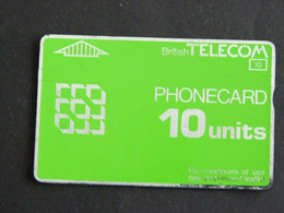 TELECARTE BRITISH TELECOM PHONECARD 10 UNITS - DOS NOIR - BT Emissioni Generali