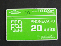 TELECARTE BRITISH TELECOM PHONECARD 20 UNITS - DOS NOIR - BT Emissions Générales