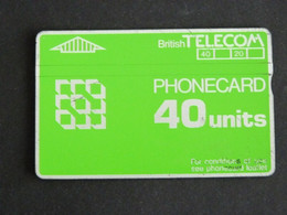 TELECARTE BRITISH TELECOM PHONECARD 40 UNITS - DOS NOIR - BT Edición General