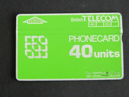 TELECARTE BRITISH TELECOM PHONECARD 40 UNITS - DOS NOIR - BT Emissioni Generali