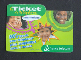 TELECARTE TICKET TELEPHONE INTERNATIONAL 50 FRANCS FRANCE TELECOM - FT
