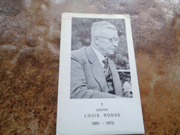 Doodsprentje/Bidprentje   Dokter  LOUIS RONSE   Gent  1891-1973 Ieper    (Echtg Catherine VANDERGHOTE) - Religion &  Esoterik