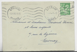 FRANCE IRIS 80C VERT SEUL MIGNONNETTE EPERNAY 5.X.1945 MARNE AU TARIF PEU COMMUN - 1939-44 Iris