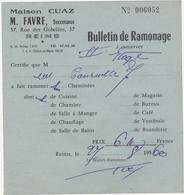 Lot De 6 Anciens Bulletin De Ramonage - Maison CUAZ M. FAVRE REIMS (51) - 1955 à 1960 - Matériel Et Accessoires