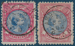 Pays BAS 1891 Effigie De La Reine Wilhelmine N°47 &4 7a 2Gl 50 Les 2 Nuances Oblitérées TB - Gebruikt