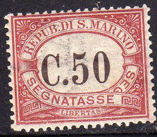 REPUBBLICA DI SAN MARINO 1924 SEGNATASSE POSTAGE DUE TASSE TAXE CENT. 50c MNH - Timbres-taxe