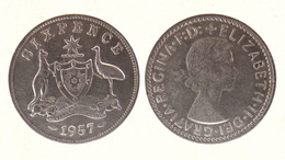 AUSTRALIA 6 PENCE 1957 IN ARGENTO - Sixpence