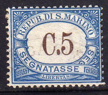 REPUBBLICA DI SAN MARINO 1939 SEGNATASSE DUE TASSE TAXE CENT. 5 USATO USED OBLITERE' - Timbres-taxe