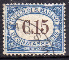 REPUBBLICA DI SAN MARINO 1939 SEGNATASSE DUE TASSE TAXE CENT. 15 USATO USED OBLITERE' - Timbres-taxe