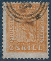 NORVEGE Coat Of Arms N°6  2 Skiliing Jaune Orangé Oblitération 3 Cercles Numérotés TTB - Used Stamps