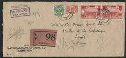 BIRMANIE MYANMAR N° 34 + 36 + 42 (x2) Sur Enveloppe RECOMMANDE DE RANGOON EN 1952 Pour LYON (voir Description) - Myanmar (Birma 1948-...)