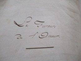 Manuscrit Pièce De Théâtre Les Fureurs De L'Amour 9 Pages XIX ème Philidor à Confirmer - Manuscrits