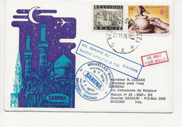 SABENA CRASH AIRMAIL COVER VOL AVION ACCIDENTE VOL Bruxelles Bagdad IRAK FLIGHT POSTPONED TILL 22 / 11 / 1976 - Aerei