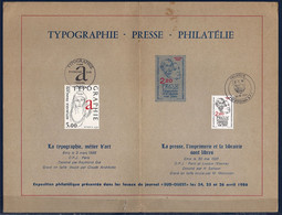 Encart Exposition Philatélique Page Blanche 24-26.4.86 Typographie 1e Jour 2407 Paris 1.3.86 Et 2143 Bordeaux 24.IV.86 - Cachets Commémoratifs