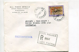 ITALIE Piacenza  1974 - Affranchissement Seul Sur Lettre Recommandée Pour L'Allemagne - - Frankeermachines (EMA)