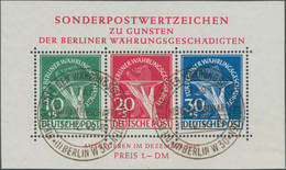 Berlin: 1949, Währungsgeschädigten-Block, Ideal Und Klar Entwertet Mit Zwei Sonderstempel Vom Erstta - Usati