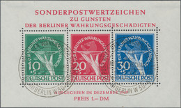 Berlin: 1949, Währungsgeschädigtenblock Mit Ersttags-Sonderstempel Vom 17.12.49, Dabei Der 30 Pf Wer - Usati