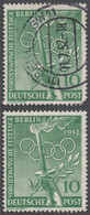 Berlin: 1952, Vorolympische Festtage 10 Pf. Grün Mit Waagerechter Gummiriffelung, Ungebraucht Mit Fa - Usati
