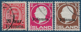 ISLANDE Service N°41 à 43 Obitérés TTB - Dienstzegels