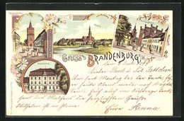 Lithographie Brandenburg An Der Havel, Münzenstrasse, Gymnasium, Dom - Brandenburg