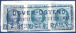 Belgique COB N°193 Et 194 Sur Fragment Flamme DOVER - OSTENDE - Maritime - (F2134) - 1922-1927 Houyoux