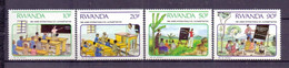 1991-Rwanda, International Literacy Year, Full Set Of 4 Stamps, Mint, High Catalogue Value. - Unused Stamps