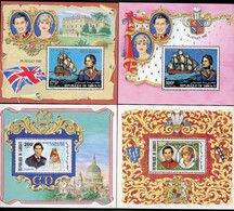 DJIBOUTI 4 Blocs Spéciaux COTE 66 € N° 535 + 536 + 537 + 538 MNH ** Prince Charles Lady Diana / Horatio NELSON. TB/VG - Djibouti (1977-...)