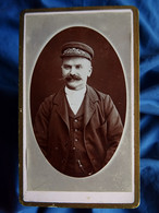 Photo CDV  Portrait Homme   Métier :  Casquette  Cantonnier, Cheminot ??  CA 1880-85 - L580B - Old (before 1900)