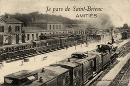 St Brieuc * Souvenir De La Ville * Amitiés * Je Pars De St Brieuc * La Gare * Train * Ligne Chemin De Fer - Saint-Brieuc