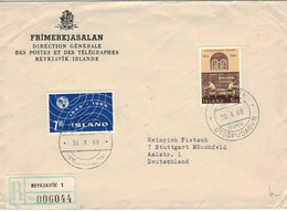 Island Reykjavik Reko > STuttgart - Bücherei Lesesaal Bücher Ruhe - UIT 1968 - Storia Postale