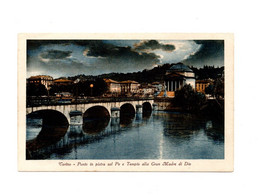 15509" TORINO-PONTE IN PIETRA SUL PO E TEMPIO ALLA GRAN MADRE DI DIO " NOTTURNO-VERA FOTO-CART. POST. NON SPED - Bridges