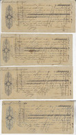 Brazil 1890 4 Promissory Note Amount Of 500,000 Réis Each Signed In Campos City Tax Fiscal Stamp 500 Réis D. Pedro II - Brieven En Documenten
