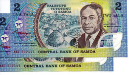 SAMOA   -   Lot De 2 Billets De 2 Tala - (1990)  -   UNC   -   Polymer - Numéros Consécutifs - Samoa