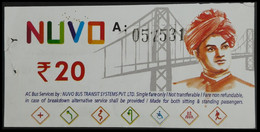 166.INDIA USED BUS TICKET CSTC AC SERVICES WITH ADVERTISEMENT SWAMI VIVEKANAND ,BRIDGES, YOGA - Mundo