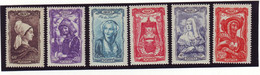SERIE YT N° 593 / 598 ** NEUF SANS CHARNIERE - COIFFES REGIONALES - ANNEE 1943 - COTE 17 EUROS - Unused Stamps