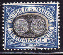 SAN MARINO 1931 SEGNATASSE DUE TASSE TAXE MASCHERINE SOPRASTAMPATO SURCHARGED  LIRE  2 SU CENT. 30 MNH BEN CENTRATO - Timbres-taxe