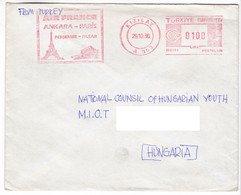 K320 Turkey 1986 Meter Stamp With Slogan AIR FRANCE ANKARA - PARIS  KIZILAY 353 - Covers & Documents