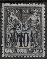 Zanzibar French Offices 1897 1Anna On 10C. Michel 28 II/Yvert 20. Mint - Unused Stamps