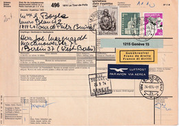 Schweiz - 10 Fr. Hl. Lukas U.a. Luftpost-Paketkarte La Tour-de-Peilz Berlin 1974 - Non Classificati