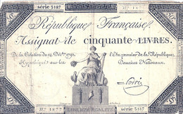 01 - 2022 - République Française - Assignat De Cinquante Livres  -Filigrane République - Série 3187 - Défraichi - Assignats & Mandats Territoriaux