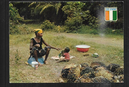 Cpm St005691 Cote D'ivoire Palmiste , Femme Enfant - Côte-d'Ivoire