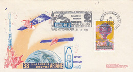 ESA - 38e TIR LANCEUR EUROPEEN ARIANE - SKYNET - EUTELSAT - PARIS 31.8.90  /4 - Other & Unclassified